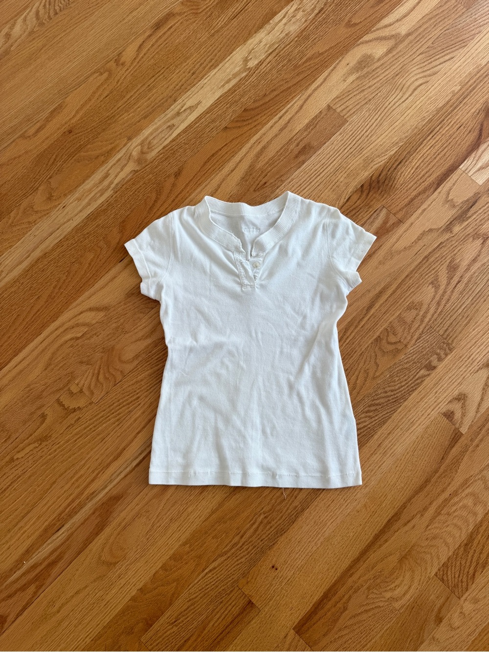 Hard tail white Henley style button top
